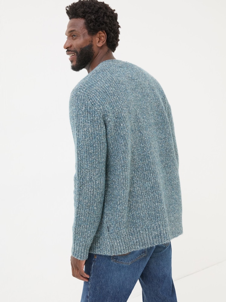 FatFace Mid Blue Sefton Lofty Knitted Cardigan - Image 2 of 5