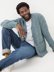 FatFace Mid Blue Sefton Lofty Knitted Cardigan - Image 3 of 5