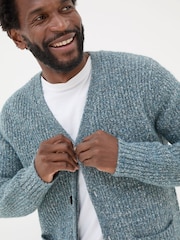 FatFace Mid Blue Sefton Lofty Knitted Cardigan - Image 4 of 5