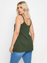 Yours Curve Green Embroidered Swing 100% Cotton Cami - Image 3 of 4
