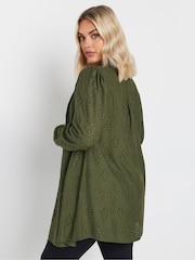 Yours Curve Green Broderie Anglaise Shirt - Image 4 of 6
