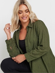 Yours Curve Green Broderie Anglaise Shirt - Image 5 of 6