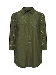 Yours Curve Green Broderie Anglaise Shirt - Image 6 of 6