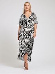 Yours Curve White Ruffle Hem Wrap Dress - Image 2 of 5