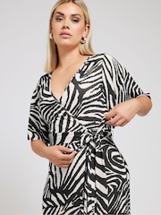Yours Curve White Ruffle Hem Wrap Dress - Image 4 of 5