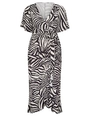 Yours Curve White Ruffle Hem Wrap Dress - Image 5 of 5