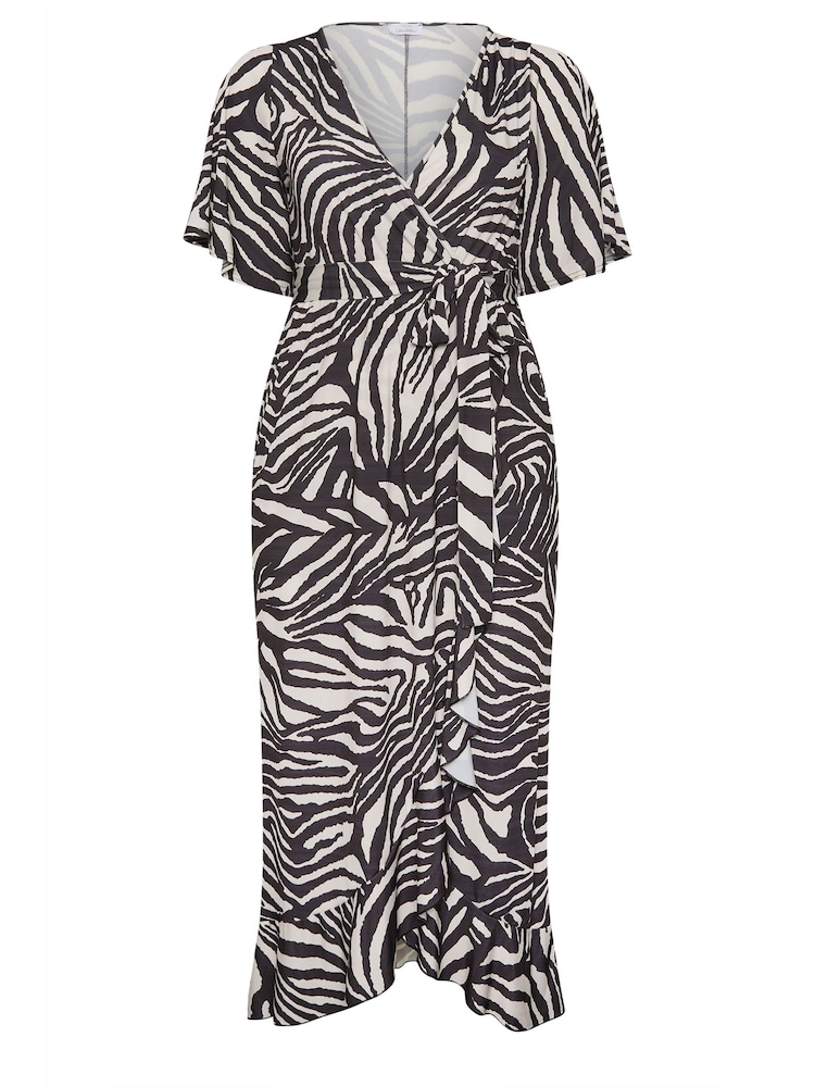Yours Curve White Ruffle Hem Wrap Dress - Image 5 of 5