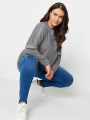 Yours Curve Grey Studded Neckline Embellished Jumper - Image 1 of 5