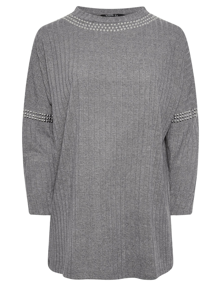 Gris - Suéter con tachuelas en el cuello de Yours Curve - Imagen 5 de 5 Gris - Suéter con tachuelas en el cuello de Yours Curve - Imagen 5 de 5