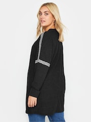 Yours Curve Black Studded Neckline Embellished Jumper - Image 3 of 4