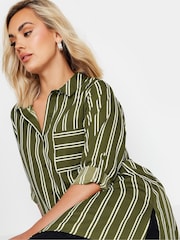 Yours Curve Green Boyfriend Stripe Shirt - Image 4 of 4