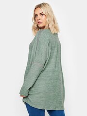 Зеленый - Yours Curve Soft Touch Studded Batwing Sleeve Jumper - Image 3 of 5