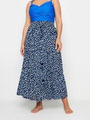 Yours Curve Blue Animal Beach Skirt - Image 1 of 5