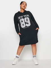 Yours Curve Black Hoodie Dress - Image 1 of 5