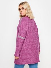 Yours Curve Purple Soft Touch Studded Batwing Sleeve Jumper - Image 3 of 5