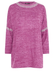 Yours Curve Purple Soft Touch Studded Batwing Sleeve Jumper - Image 5 of 5