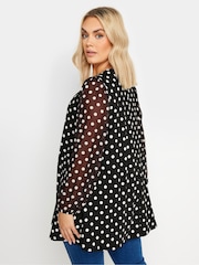 Yours Curve Black Dot Mesh Swing Top - Image 3 of 5