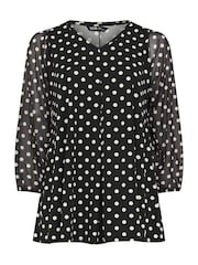 Yours Curve Black Dot Mesh Swing Top - Image 5 of 5