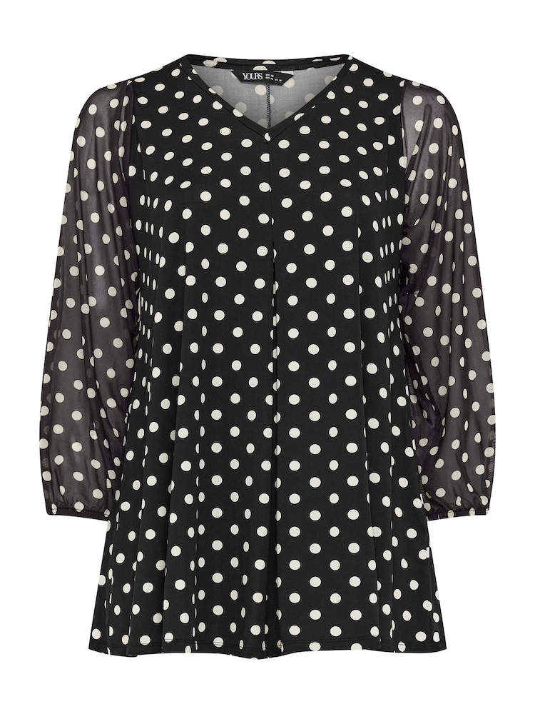 Yours Curve Black Dot Mesh Swing Top - Image 5 of 5