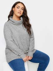 Yours Curve Grey Soft Touch Turtle Neck Jumper - Image 1 of 5
