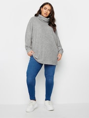 Yours Curve Grey Soft Touch Turtle Neck Jumper - Image 2 of 5