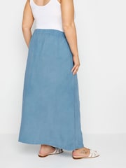 Yours Curve Blue Side Split Chambray Skirt - Image 4 of 6