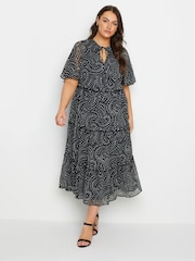Yours Curve Black Chiffon Tiered Dress - Image 2 of 4