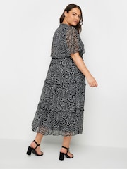 Yours Curve Black Chiffon Tiered Dress - Image 3 of 4