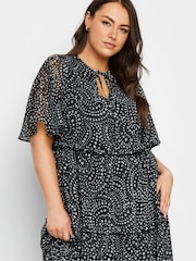 Yours Curve Black Chiffon Tiered Dress - Image 4 of 4
