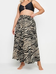 Yours Curve Black Animal Beach Skirt - Image 1 of 5