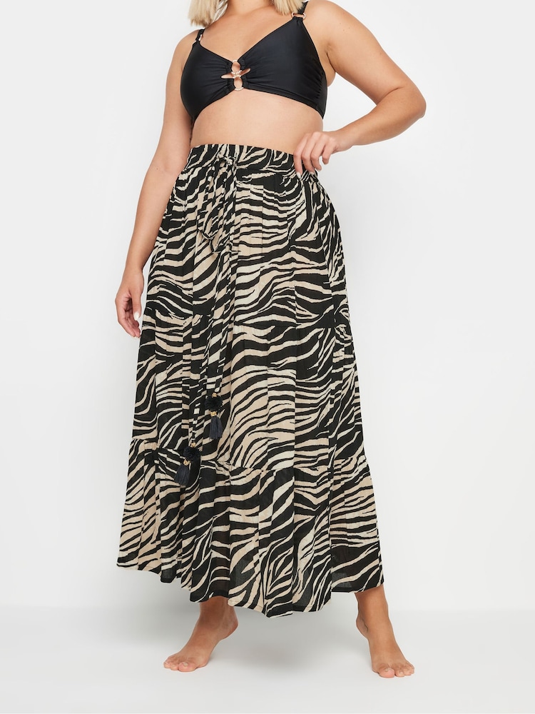 Yours Curve Black Animal Beach Skirt - Image 1 of 5