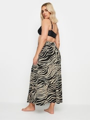 Yours Curve Black Animal Beach Skirt - Image 3 of 5