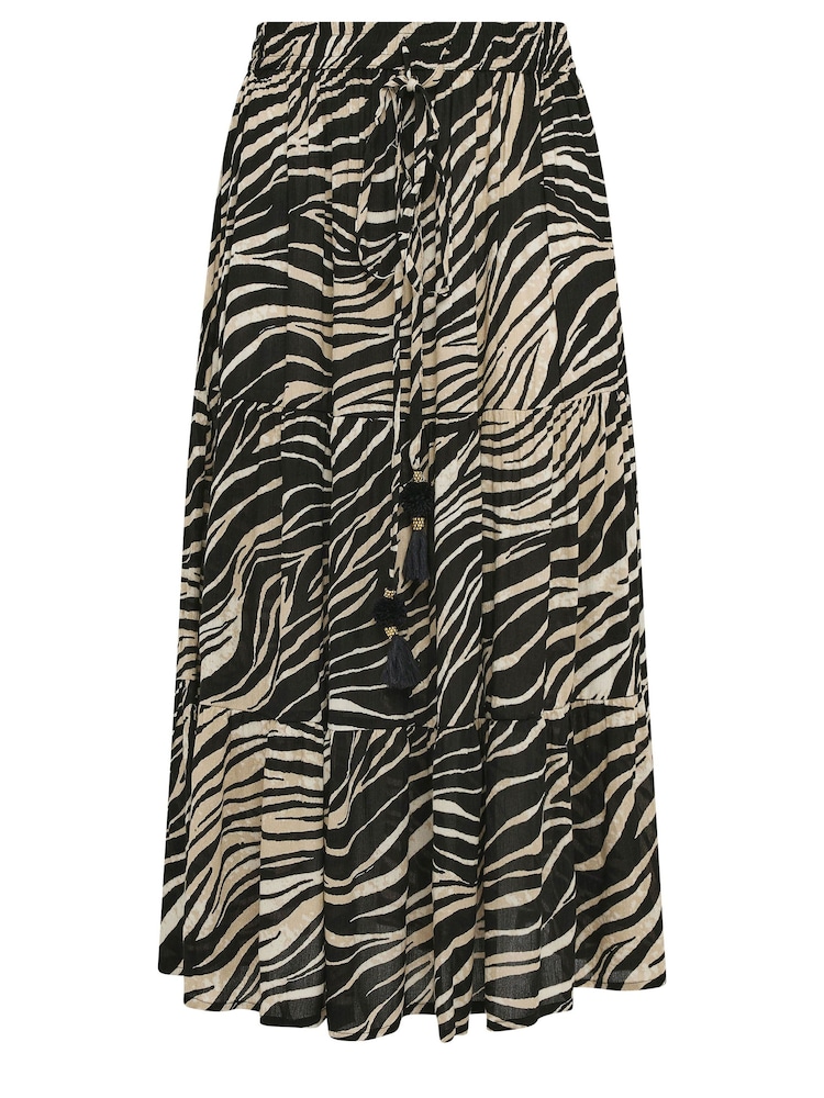 Yours Curve Black Animal Beach Skirt - Image 5 of 5