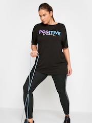 Yours Curve Black Side Panel Active Leggings - Image 1 of 4