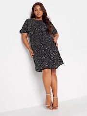 Yours Curve Luxe Sequin Hand Embellished Cold Shoulder Cape Dress - Image 1 of 6
