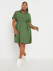 Yours Curve Green Utility Airflow Dress - Image 1 of 3