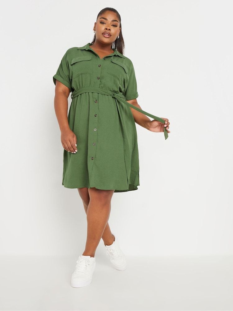Yours Curve Green Utility Airflow Dress - Image 1 of 3
