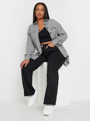Yours Curve Black Gingham Brushed Dogtooth Shacket - Image 3 of 6