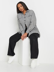 Yours Curve Black Gingham Brushed Dogtooth Shacket - Image 4 of 6