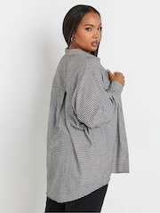 Yours Curve Black Gingham Brushed Dogtooth Shacket - Image 5 of 6