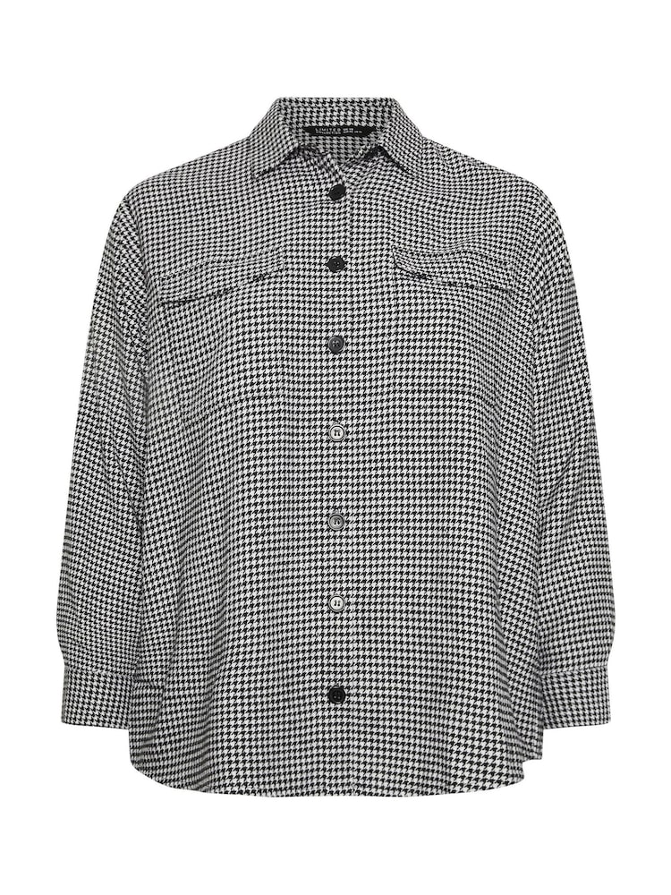 Yours Curve Black Gingham Brushed Dogtooth Shacket - Image 6 of 6