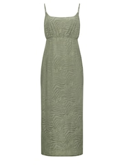 Yours Curve Green Animal Stretch Jacquard Slip Dress - Image 5 of 5