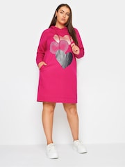 Yours Curve Pink Hoodie Dress - Image 2 of 5