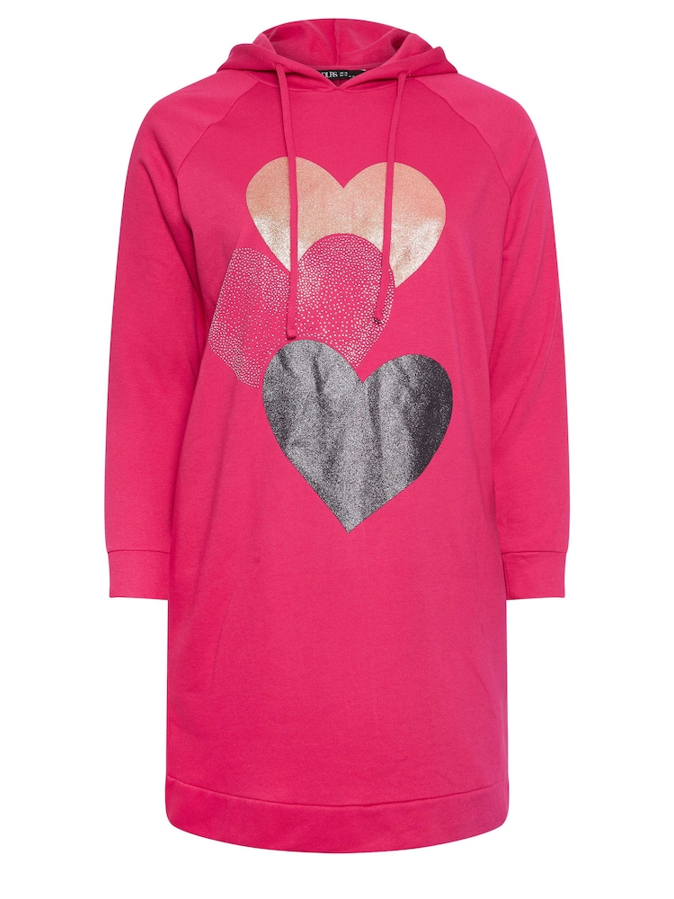 Yours Curve Pink Hoodie Dress - Image 5 of 5