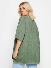 Yours Curve Green Boxy 100% Cotton T-Shirt - Image 3 of 4