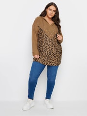 Yours Curve Natural Animal Print Embellished Hoodie - Image 2 of 5