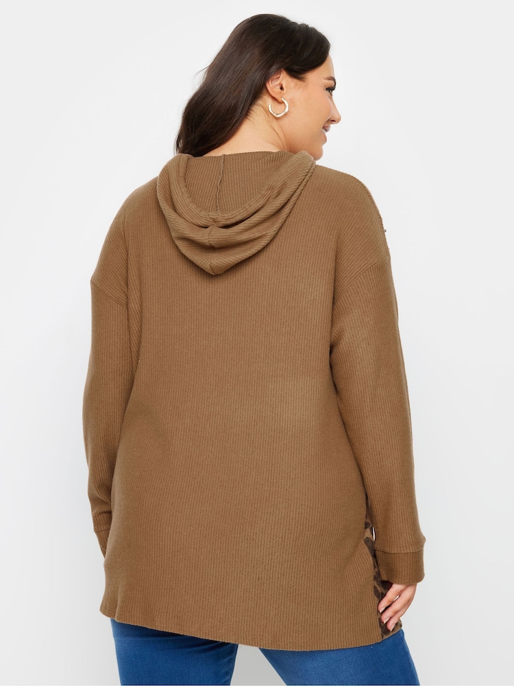 Yours Curve Natural Animal Print Embellished Hoodie - Image 3 of 5
