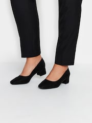 Yours Curve Black Wide Fit Faux Suede Block Heel Court Shoes In Extra Wide Fit - Image 1 of 5