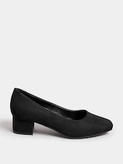 Yours Curve Black Wide Fit Faux Suede Block Heel Court Shoes In Extra Wide Fit - Image 2 of 5