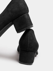Yours Curve Black Wide Fit Faux Suede Block Heel Court Shoes In Extra Wide Fit - Image 5 of 5